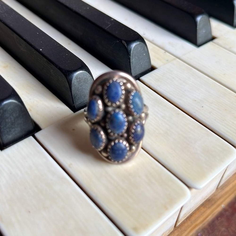 Vintage Navajo Artisan Denim Lapis Sterling Silver Ring